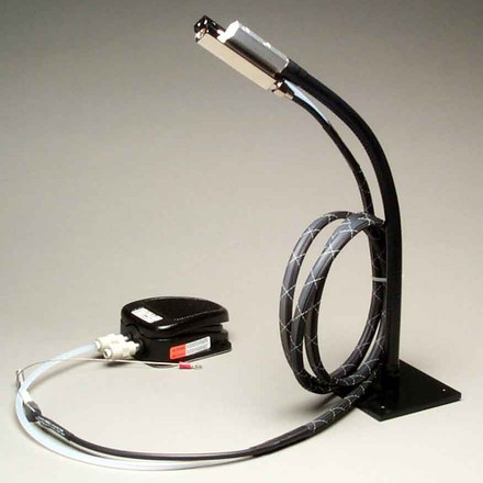 Ionization blow off gun with flexible hose and base